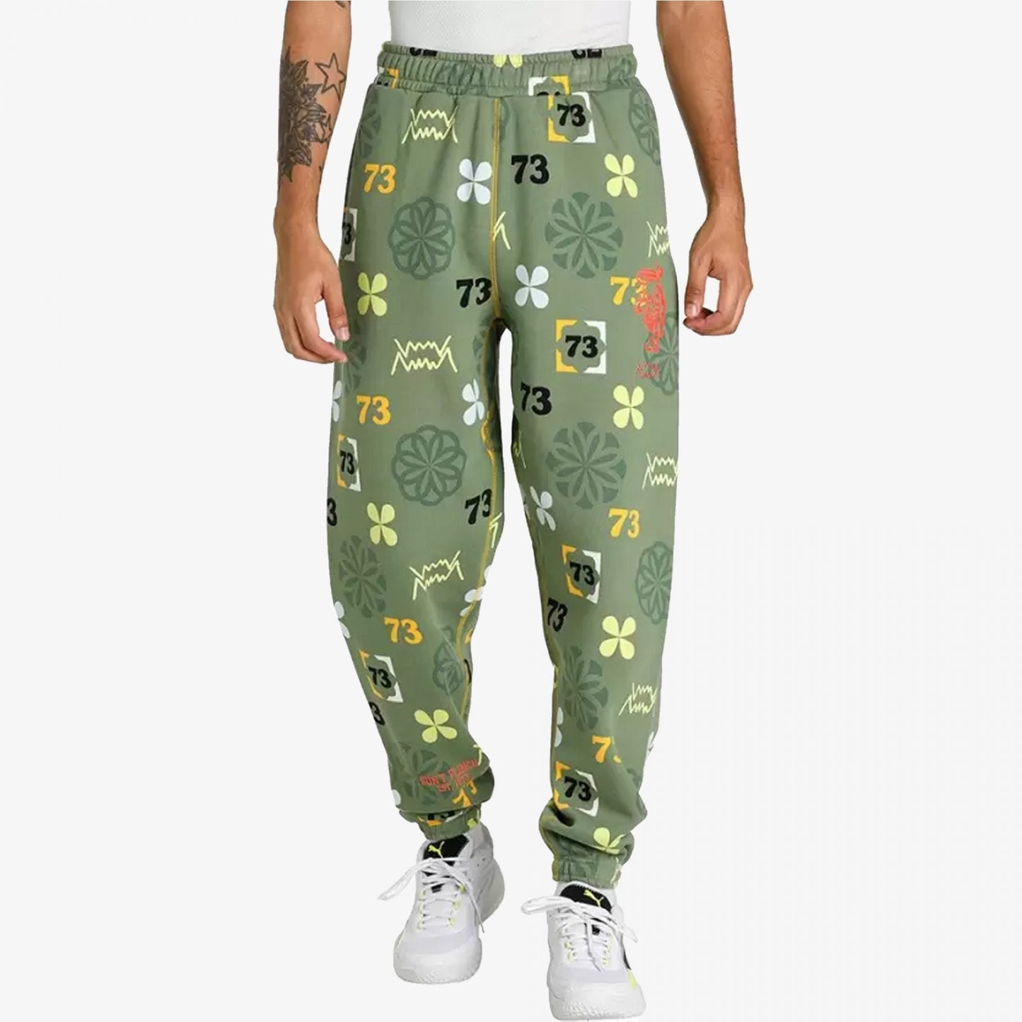 RUN IT BACK PRINTED BASKETBALL SWEATPANTS  'DUSTY GREEN'