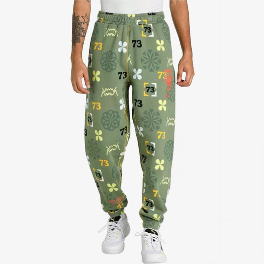 RUN IT BACK PRINTED BASKETBALL SWEATPANTS  'DUSTY GREEN'