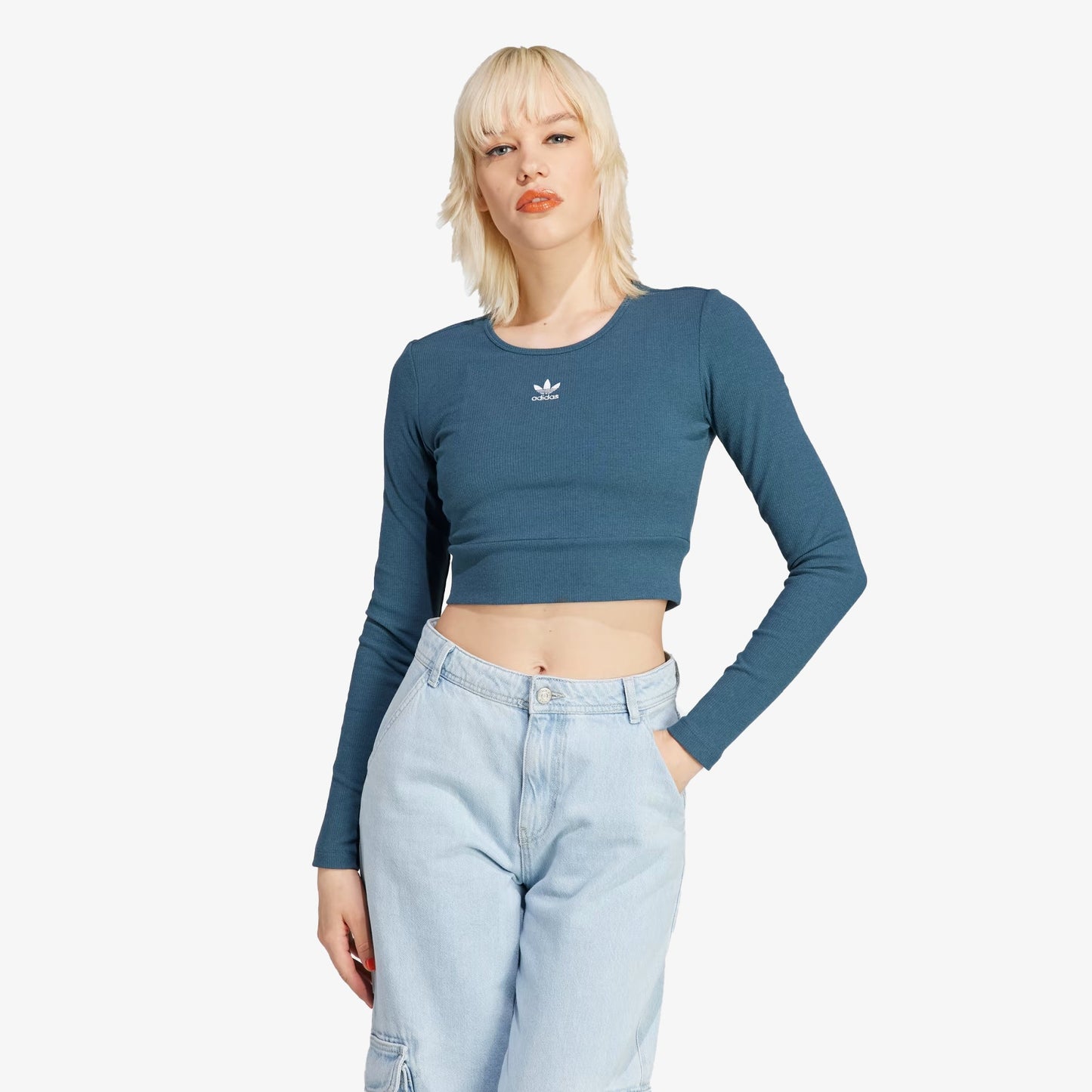 WMN'S ESSENTIALS RIB LONG SLEEVE TEE  'ARCTIC NIGHT'