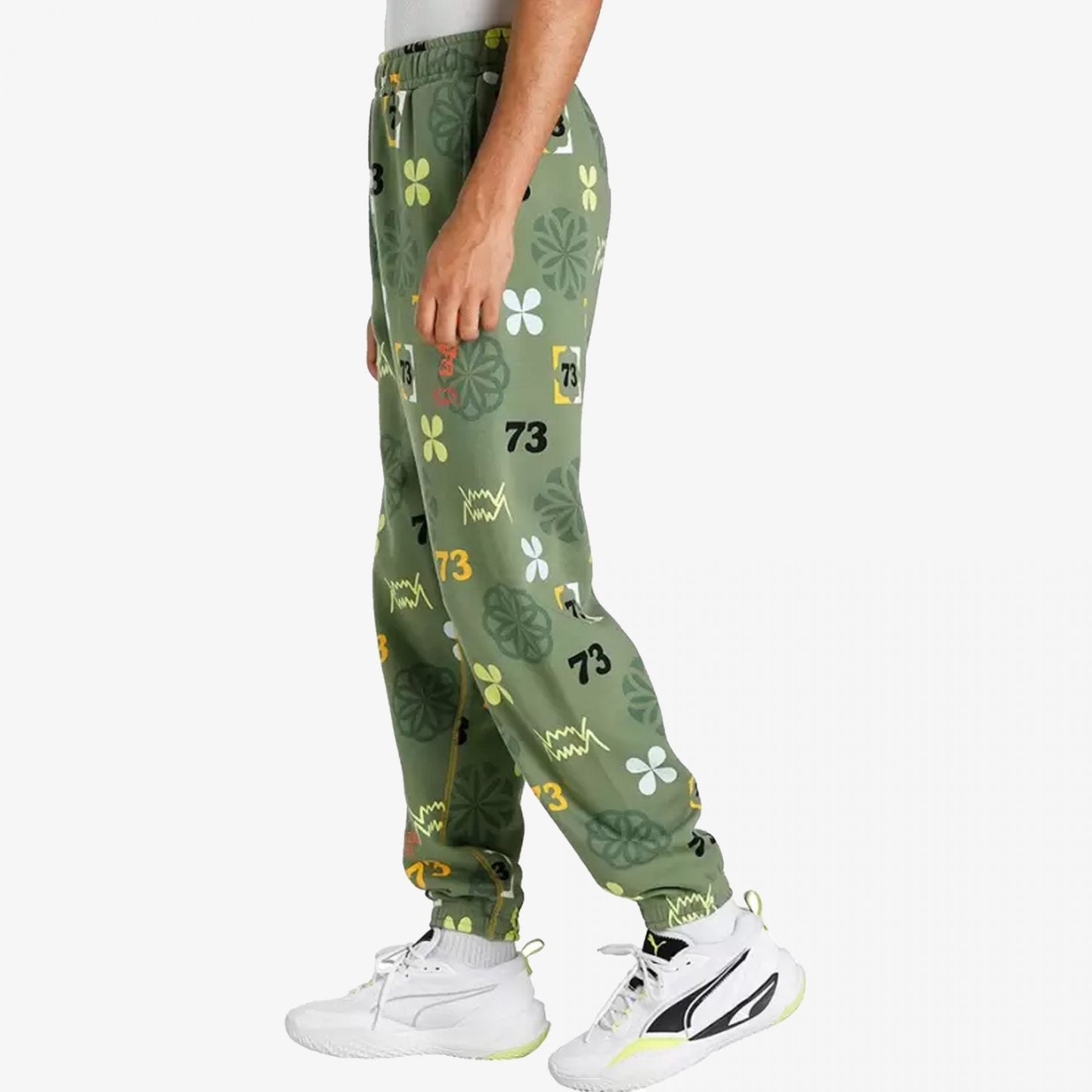 RUN IT BACK PRINTED BASKETBALL SWEATPANTS  'DUSTY GREEN'