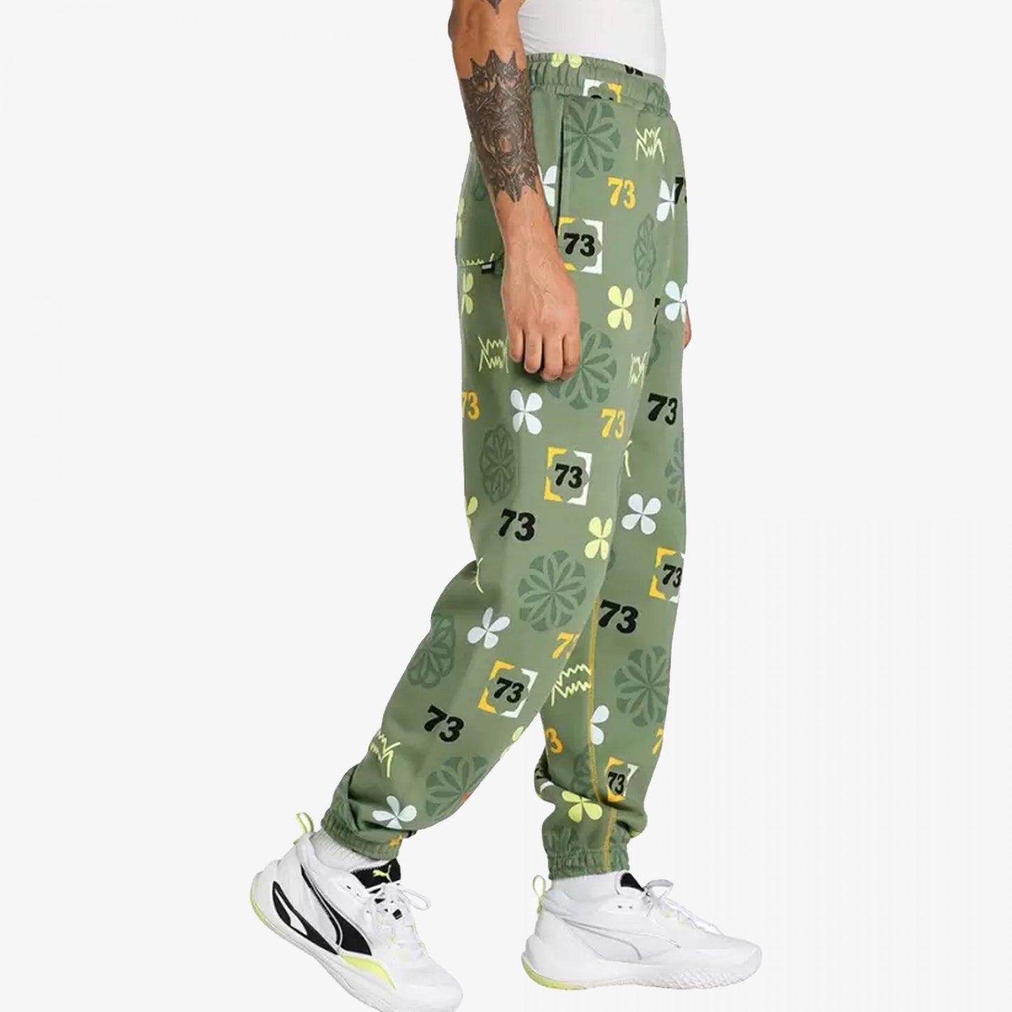 RUN IT BACK PRINTED BASKETBALL SWEATPANTS  'DUSTY GREEN'