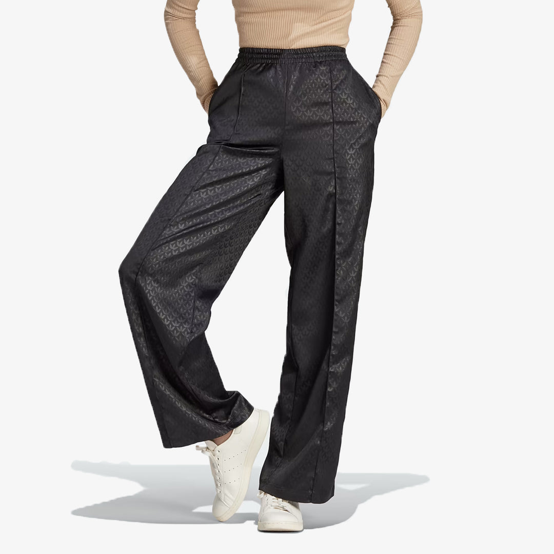 WMN'S TREFOIL MONOGRAM SATIN TRACK PANTS  'BLACK'